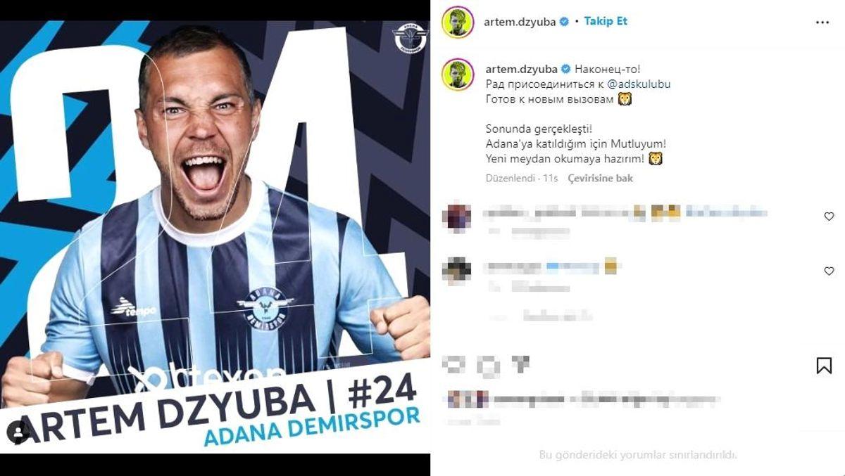 Artem Dzyuba: “Yeni meydan okumaya hazırım”