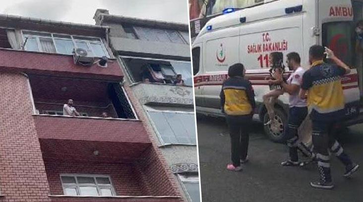 Sultangazi’de yangında mahsur kalan anne çocuğunu balkondan aşağı bıraktı
