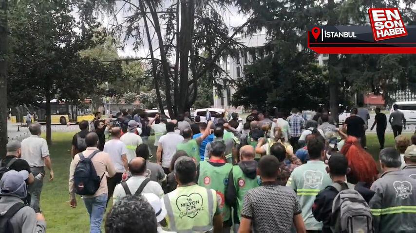 İBB Ağaç ve Peyzaj AŞ personellerinden düşük maaş protestosu