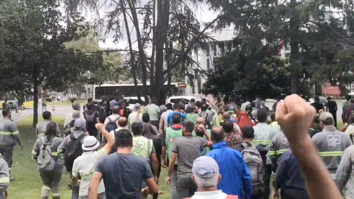 Saraçhane’de İBB çalışanlarından düşük maaş protestosu