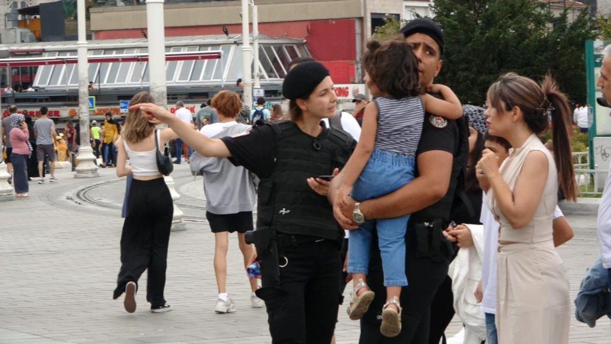 Taksim’de çevik kuvvet takımları kaybolan kız çocuğuna sahip çıktı