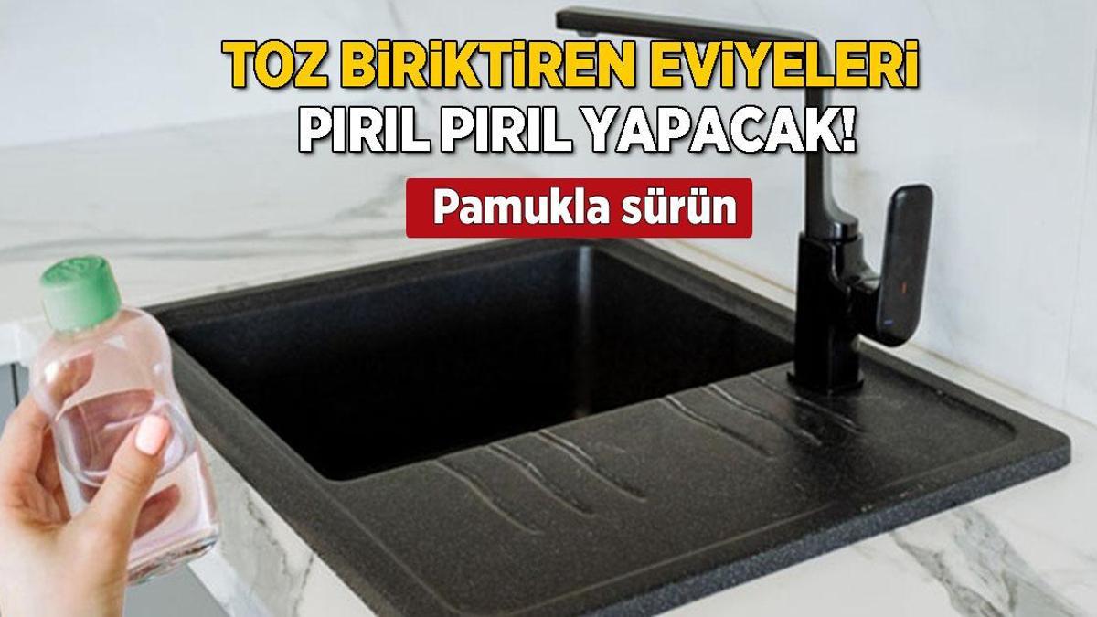 Su lekeli siyah eviyeleri pırıl pırıl yapacak! Arasına kir giremiyor, pamukla sürün